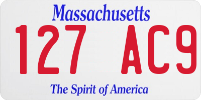 MA license plate 127AC9
