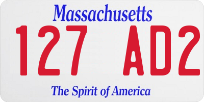 MA license plate 127AD2