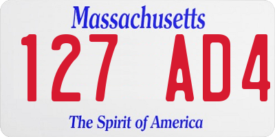 MA license plate 127AD4