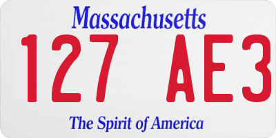 MA license plate 127AE3