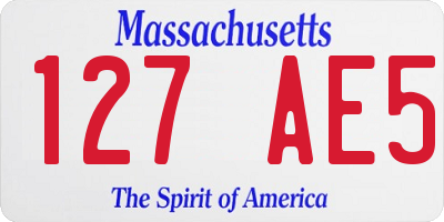 MA license plate 127AE5