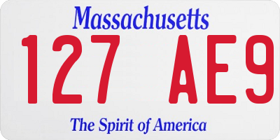 MA license plate 127AE9