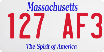 MA license plate 127AF3
