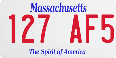 MA license plate 127AF5