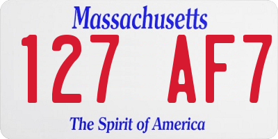 MA license plate 127AF7