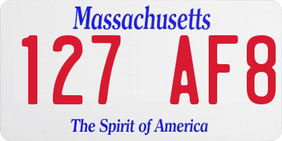 MA license plate 127AF8
