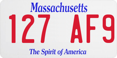 MA license plate 127AF9