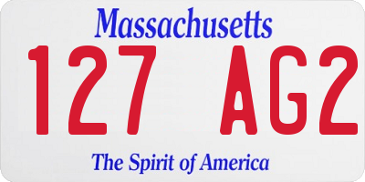 MA license plate 127AG2