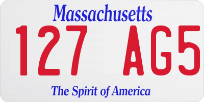 MA license plate 127AG5