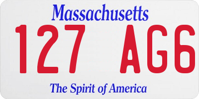 MA license plate 127AG6