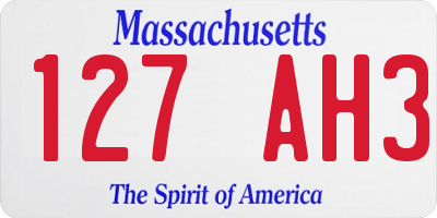 MA license plate 127AH3