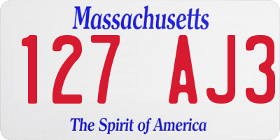 MA license plate 127AJ3