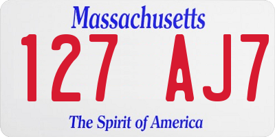 MA license plate 127AJ7