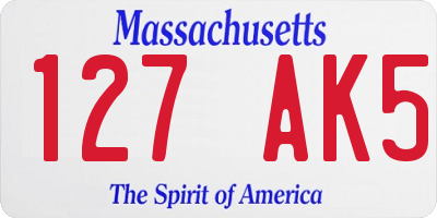 MA license plate 127AK5
