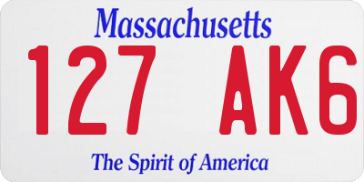 MA license plate 127AK6