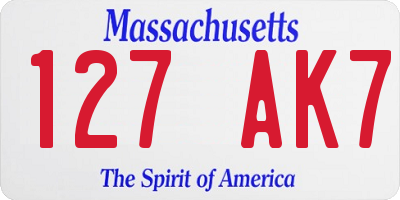 MA license plate 127AK7