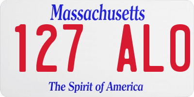 MA license plate 127AL0