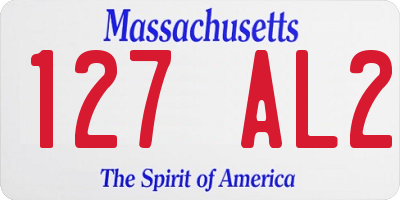 MA license plate 127AL2