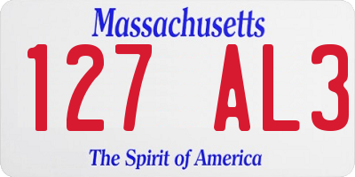 MA license plate 127AL3