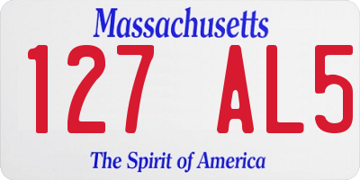 MA license plate 127AL5