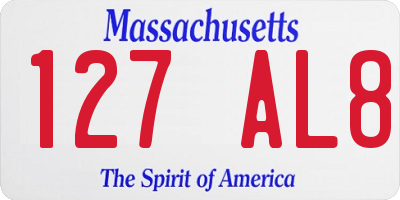 MA license plate 127AL8