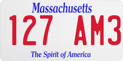MA license plate 127AM3
