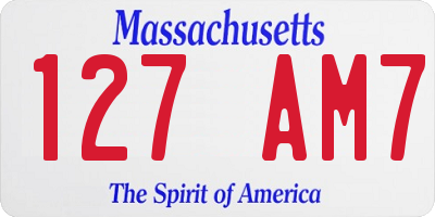 MA license plate 127AM7