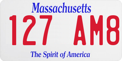 MA license plate 127AM8