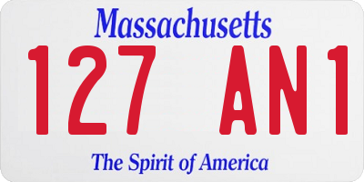 MA license plate 127AN1