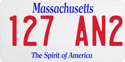 MA license plate 127AN2