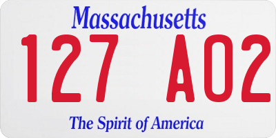 MA license plate 127AO2
