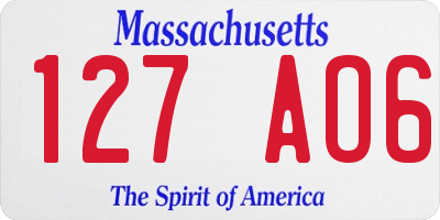 MA license plate 127AO6