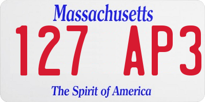MA license plate 127AP3