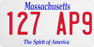 MA license plate 127AP9