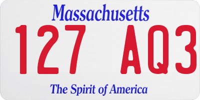 MA license plate 127AQ3