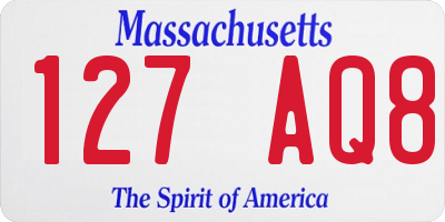 MA license plate 127AQ8