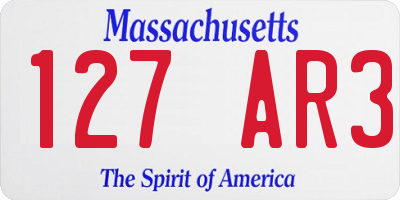 MA license plate 127AR3