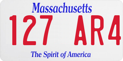 MA license plate 127AR4