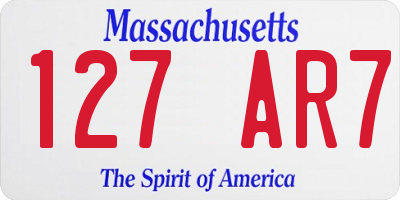 MA license plate 127AR7