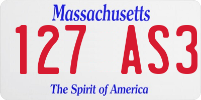 MA license plate 127AS3