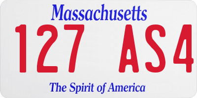 MA license plate 127AS4