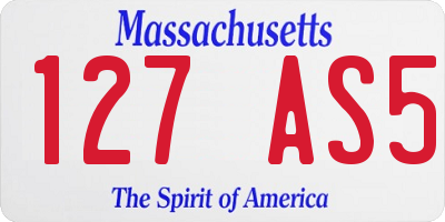 MA license plate 127AS5