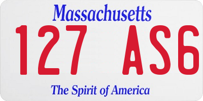 MA license plate 127AS6