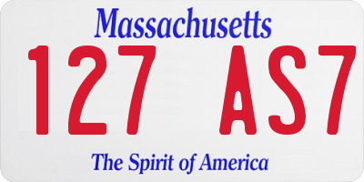 MA license plate 127AS7