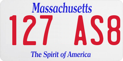 MA license plate 127AS8