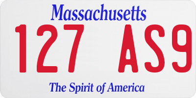 MA license plate 127AS9