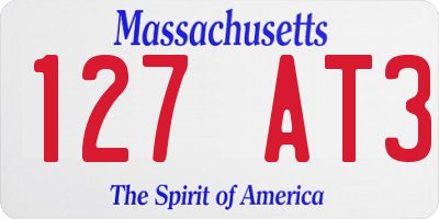 MA license plate 127AT3