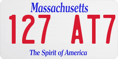 MA license plate 127AT7