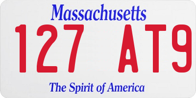 MA license plate 127AT9