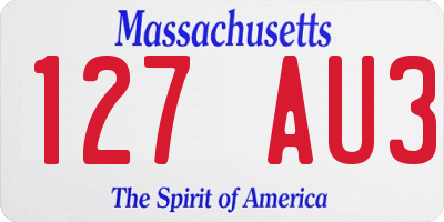 MA license plate 127AU3